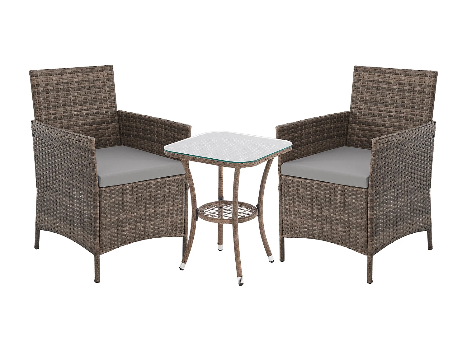 Ensemble de meubles de jardin miniature SVITA BROOKLYN BISTRO 3 pièces Salon de jardin d'extérieur en rotin marron