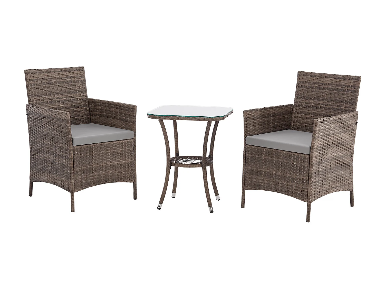 Ensemble de meubles de jardin miniature SVITA BROOKLYN BISTRO 3 pièces Salon de jardin d'extérieur en rotin marron