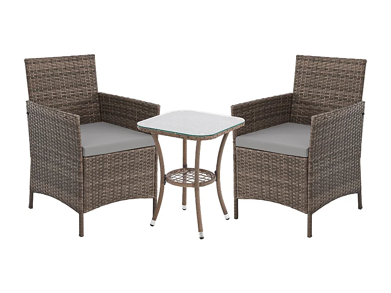 Ensemble de meubles de jardin miniature SVITA BROOKLYN BISTRO 3 pièces Salon de jardin d'extérieur en rotin marron