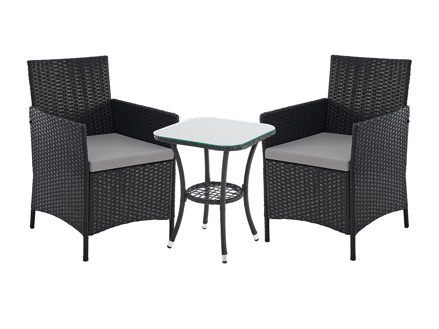 Ensemble de meubles de jardin miniature SVITA BROOKLYN BISTRO 3 pièces Salon de jardin d'extérieur en rotin noir
