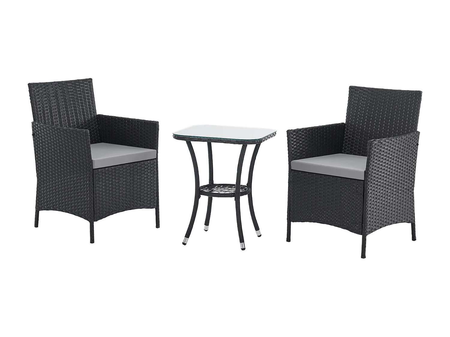 Ensemble de meubles de jardin miniature SVITA BROOKLYN BISTRO 3 pièces Salon de jardin d'extérieur en rotin noir