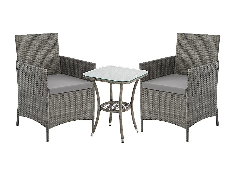 Ensemble de meubles de jardin miniature SVITA BROOKLYN BISTRO3 pièces Salon de jardin d'extérieur en rotin gris