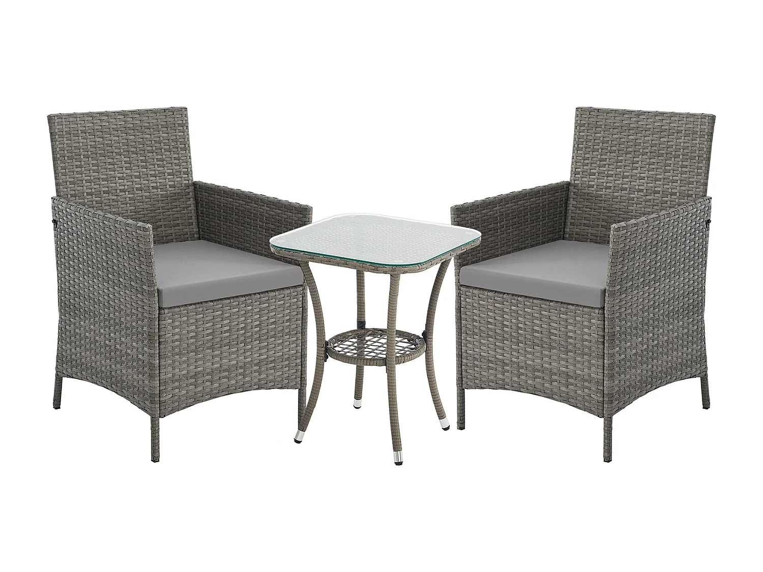 Ensemble de meubles de jardin miniature SVITA BROOKLYN BISTRO3 pièces Salon de jardin d'extérieur en rotin gris