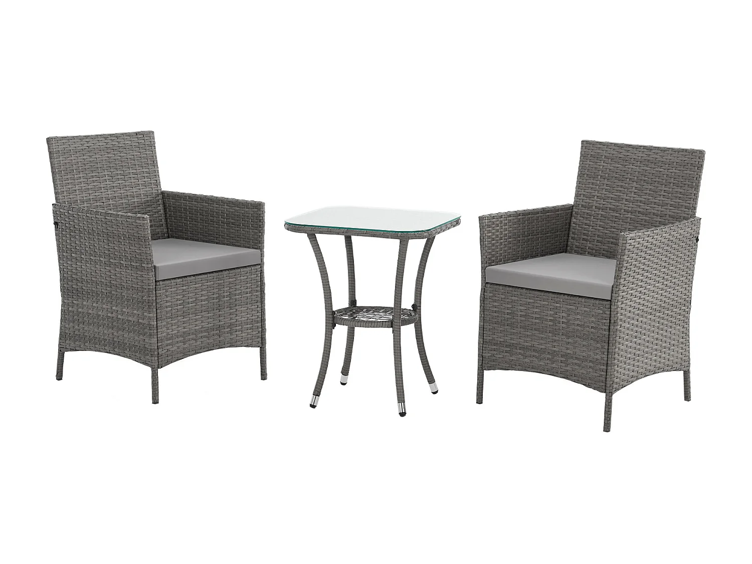 Ensemble de meubles de jardin miniature SVITA BROOKLYN BISTRO3 pièces Salon de jardin d'extérieur en rotin gris