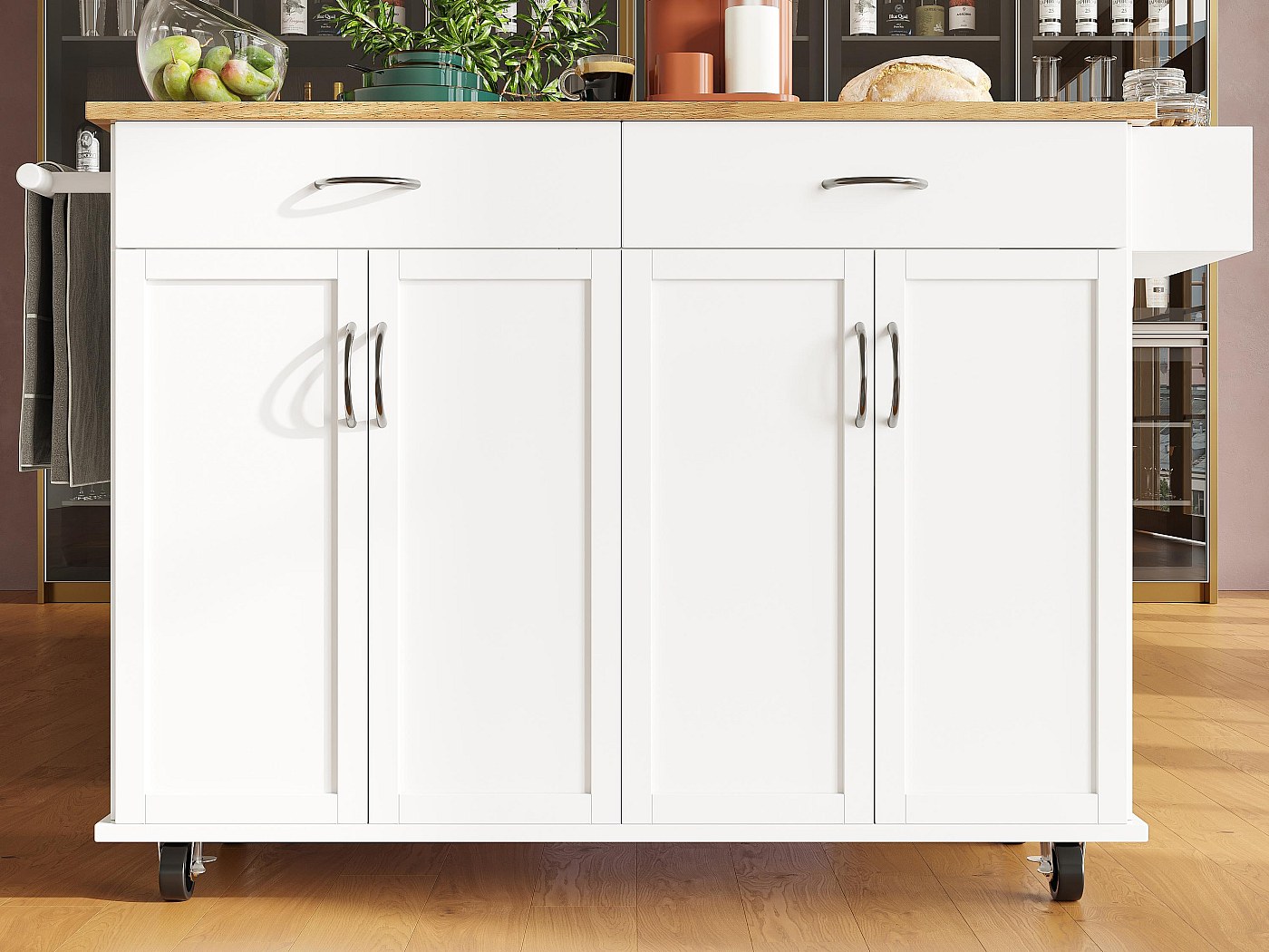 Buffet、meuble de bar、chariot à roulette avec plateau escamotable - 2 ...