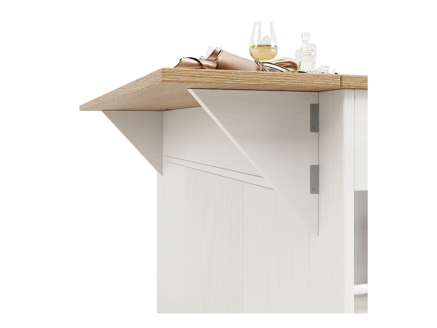 Ilot central de cuisine - chariot à roulette avec plateau extensible - 3 tiroirs et 6 étagères - Blanc