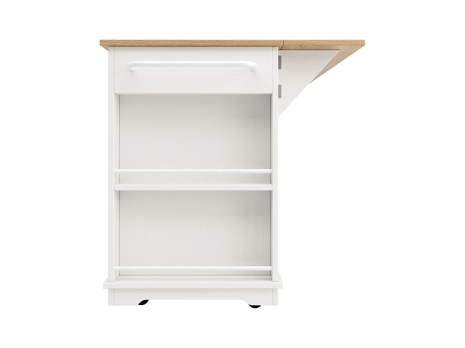 Ilot central de cuisine - chariot à roulette avec plateau extensible - 3 tiroirs et 6 étagères - Blanc