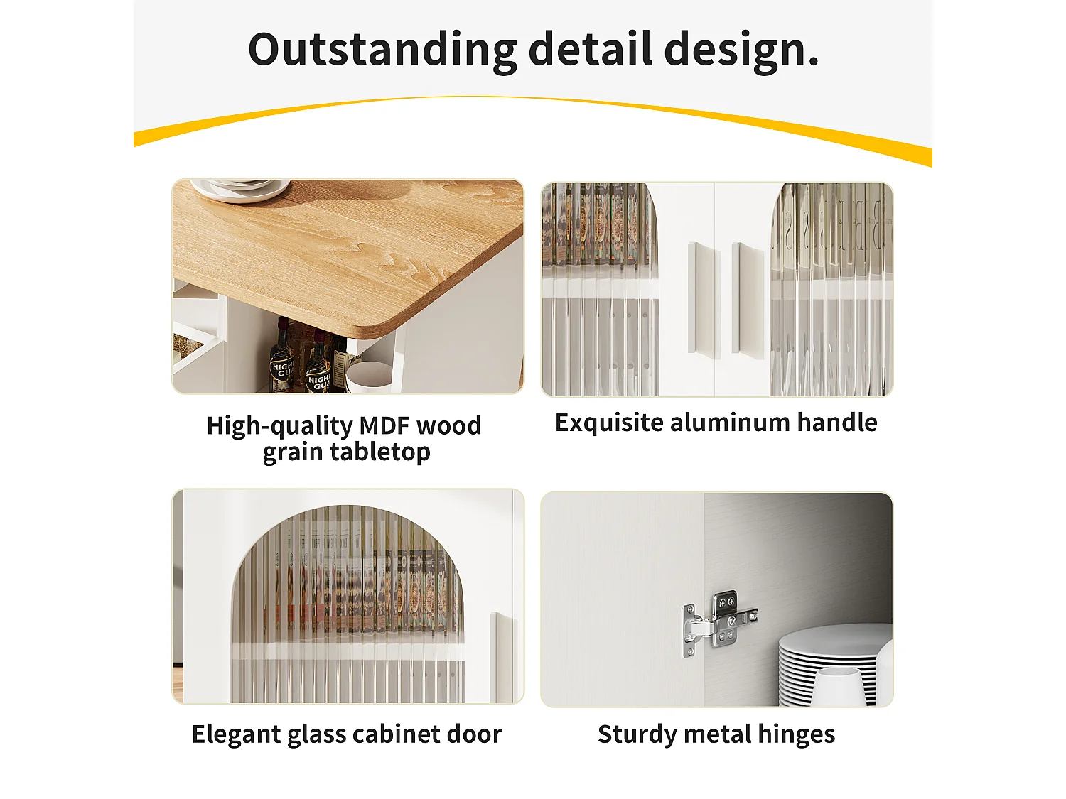 Ilot central de cuisine - chariot à roulette avec plateau extensible - 2 portes et 3 compartiments ouverts - Blanc