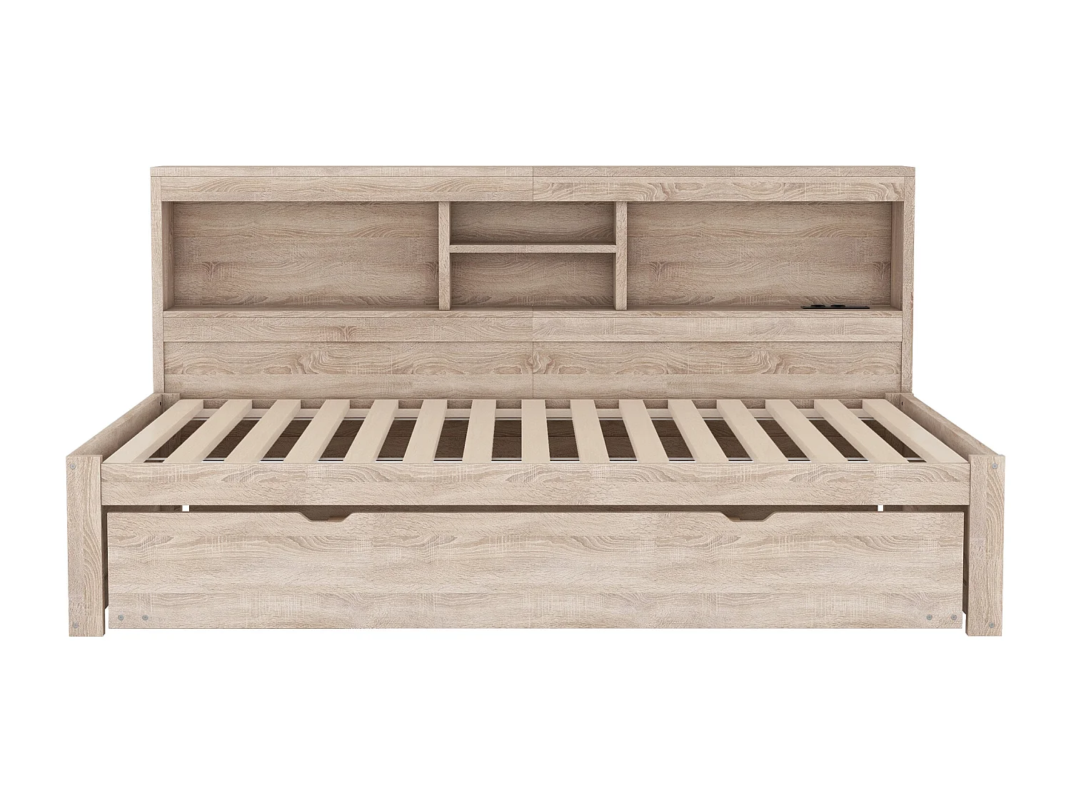 Divano letto 90x200cm con letto estraibile 90x190cm - comodino contenitore con LED e prese - Natruel