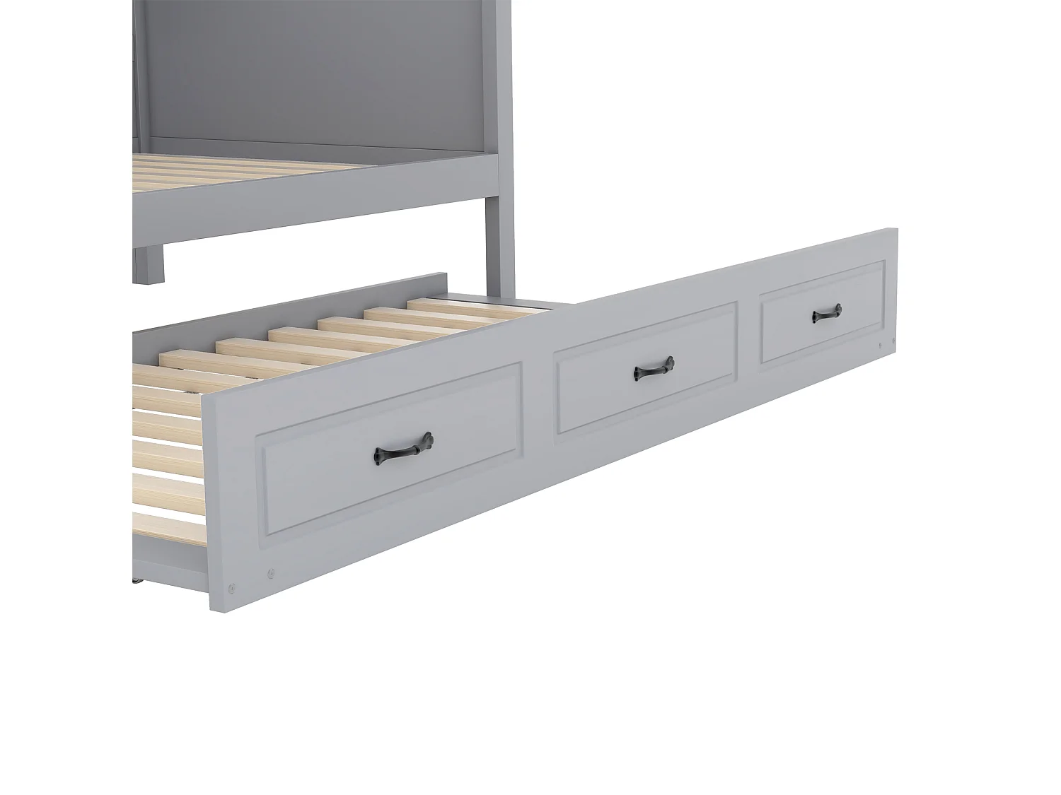 90x200cm Tagesbett mit LED und Steckdosen - mit einem 90x190cm Ausziehbett - Grau