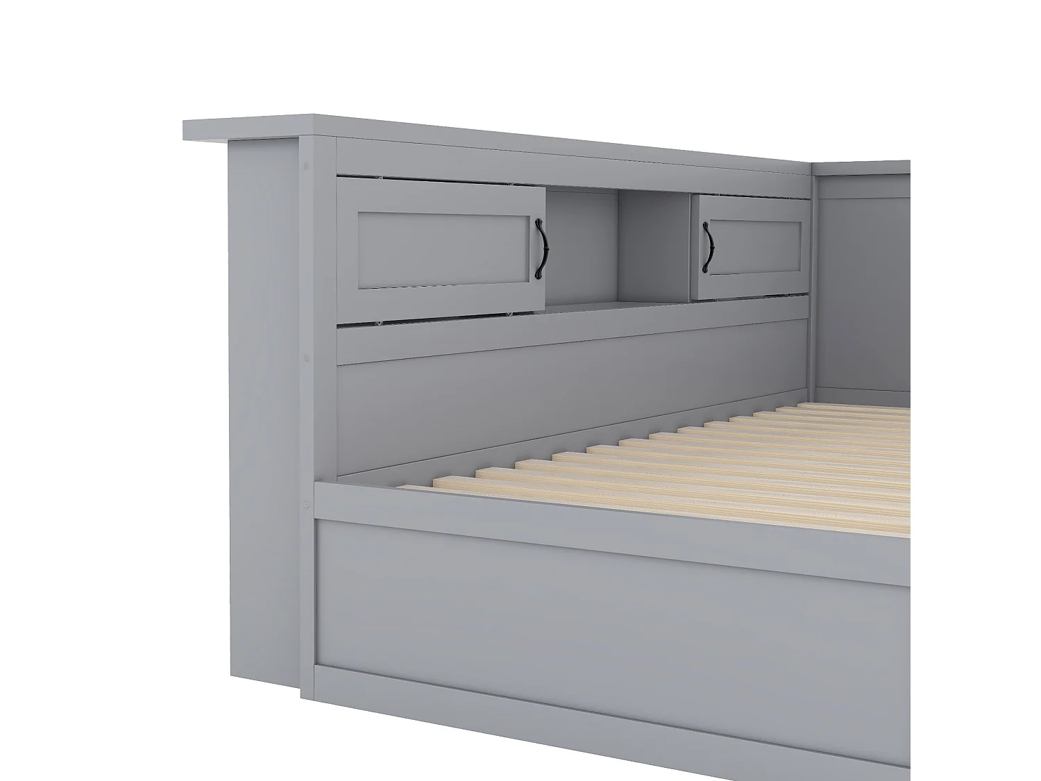 90x200cm daybed met LED en stopcontacten - met een 90x190cm uitschuifbed - Grijs