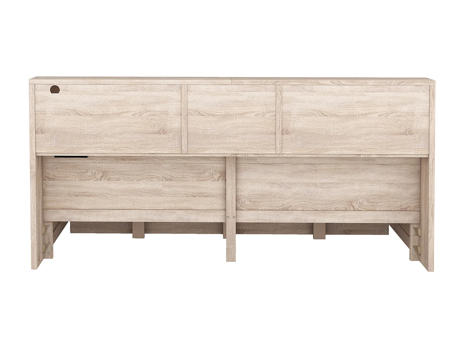 Lit banquette 140x200cm avec un lit gigogne 90x190cm - chevet de rangment avec LED et prises - Natruel