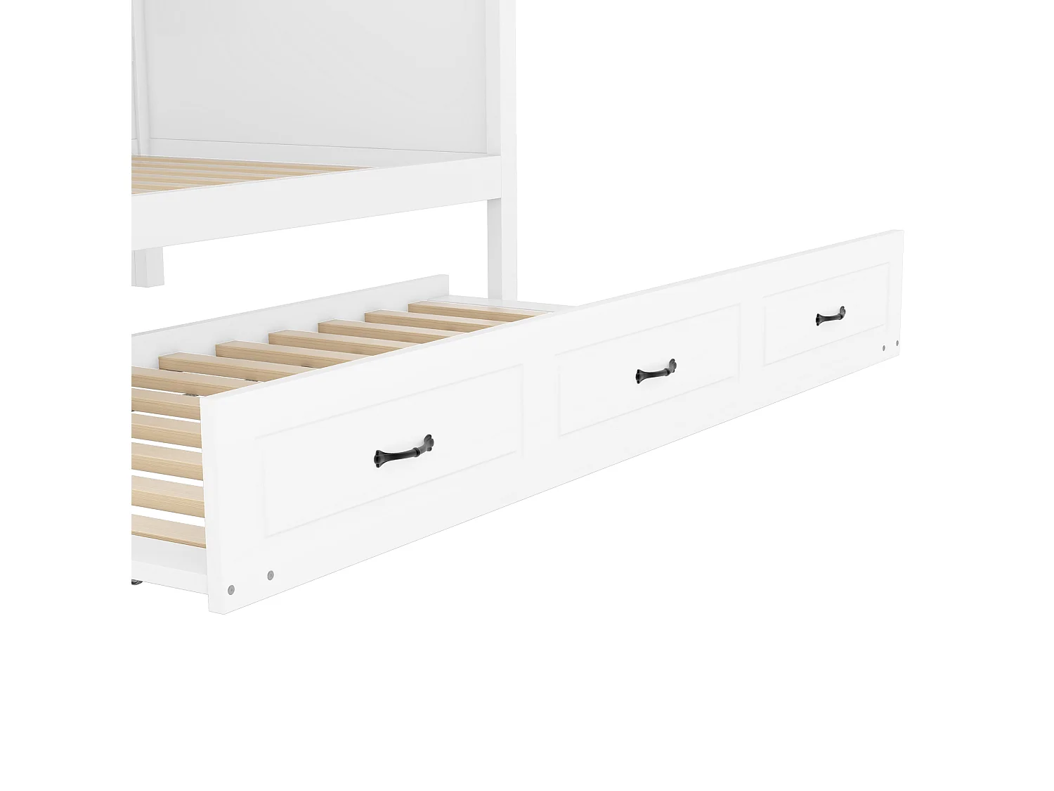 Lit banquette 90x200cm avec LED et prises - avec un lit gigogne 90x190cm - Blanc