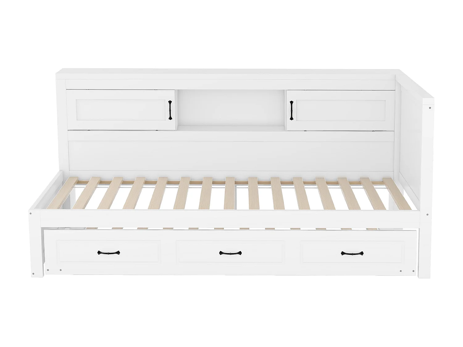 Diván 90x200cm con LED y enchufes - con cama nido 90x190cm - Blanco