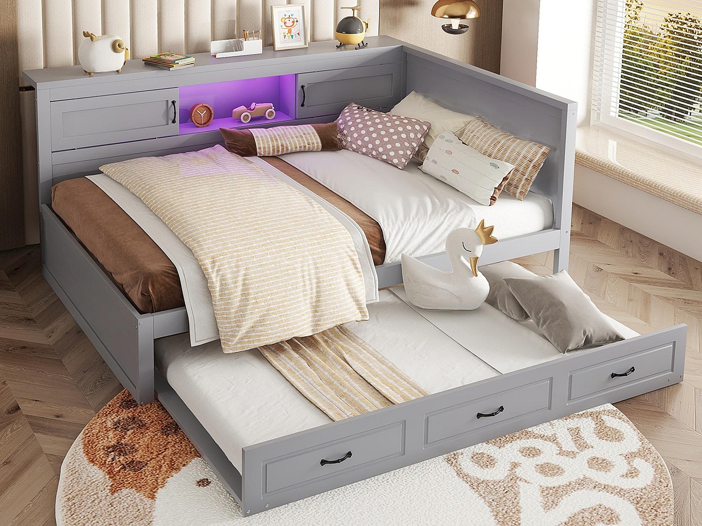 Divano letto 140x200cm con LED e prese - con letto estraibile 90x190cm ...