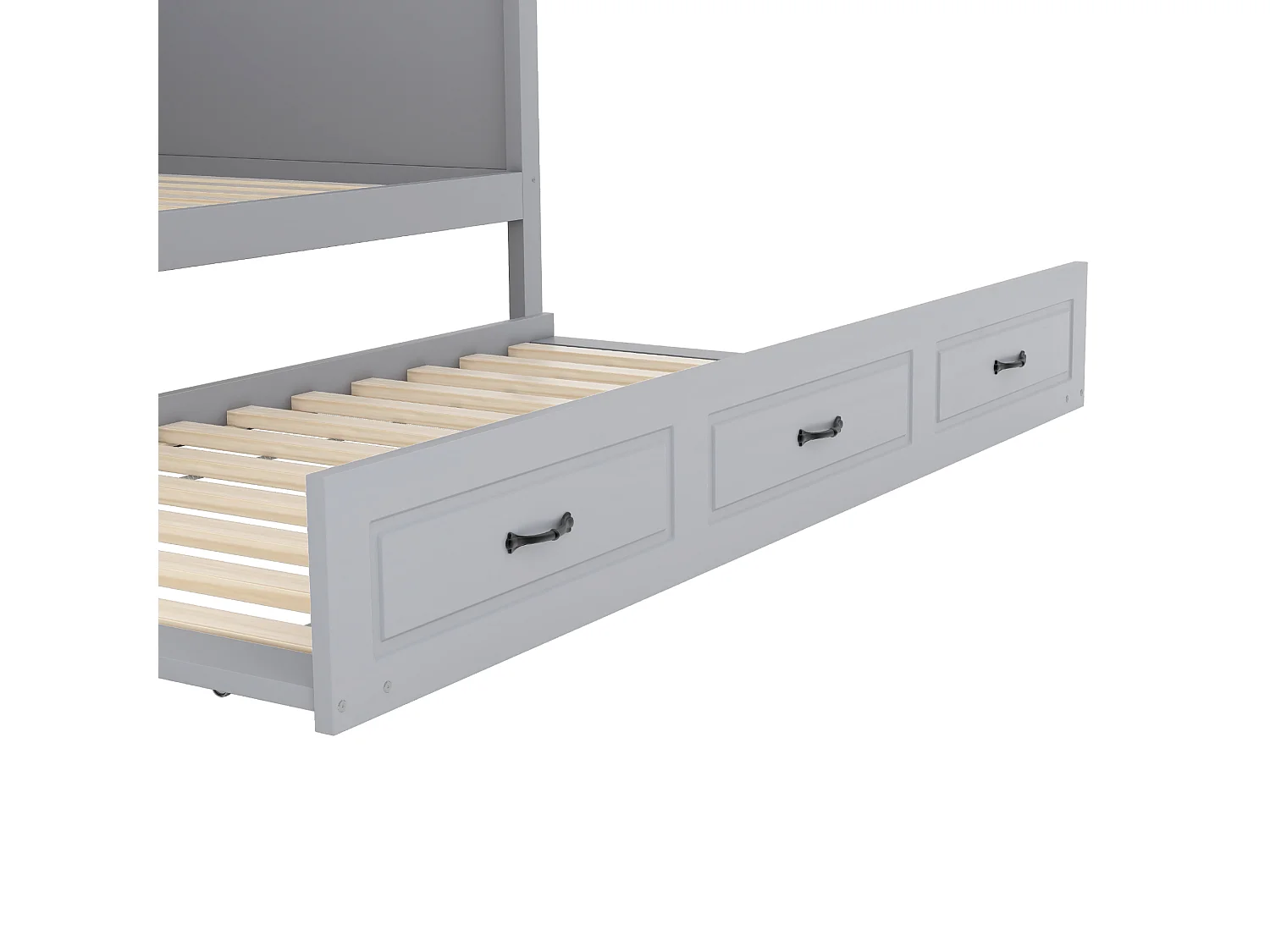 Lit banquette 140x200cm avec LED et prises - avec un lit gigogne 90x190cm - Gris