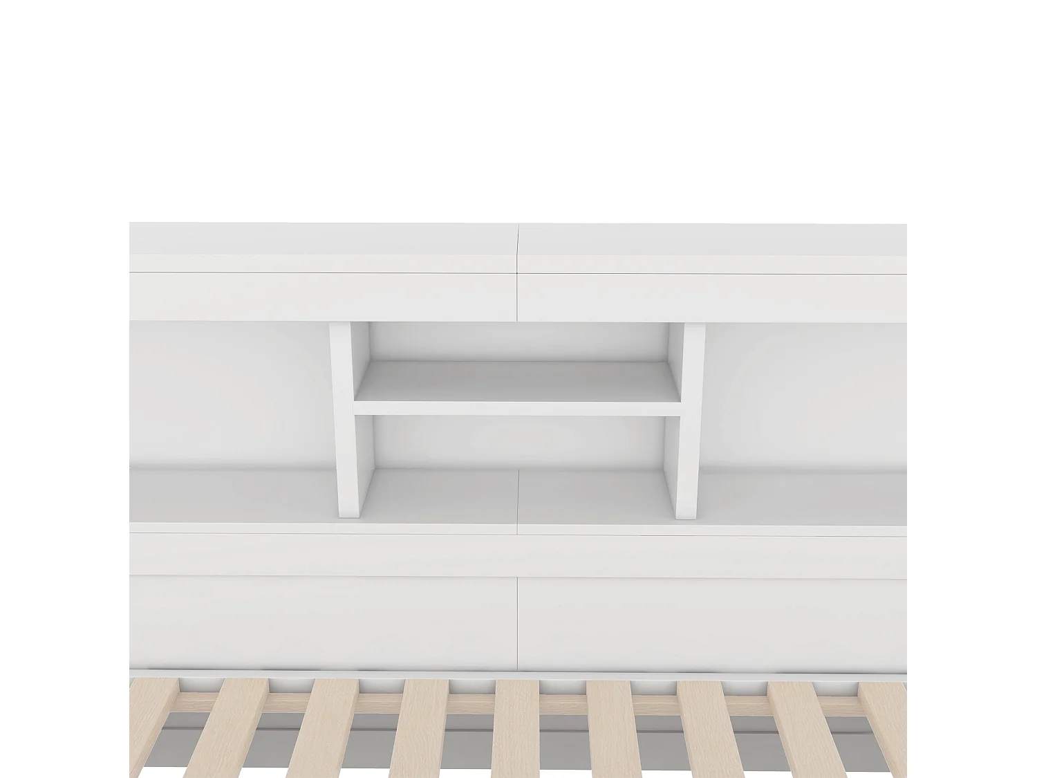 Lit banquette 140x200cm avec un lit gigogne 90x190cm - chevet de rangment avec LED et prises - Blanc