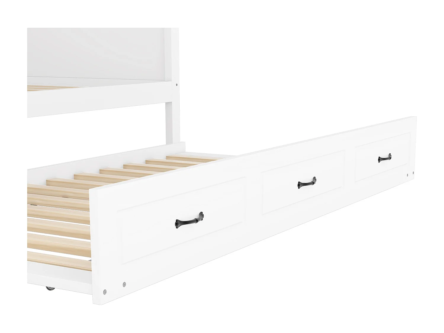 Łóżko banquette 140x200cm z LED i gniazdkami - z łóżkiem wysuwanym 90x190cm - Białe