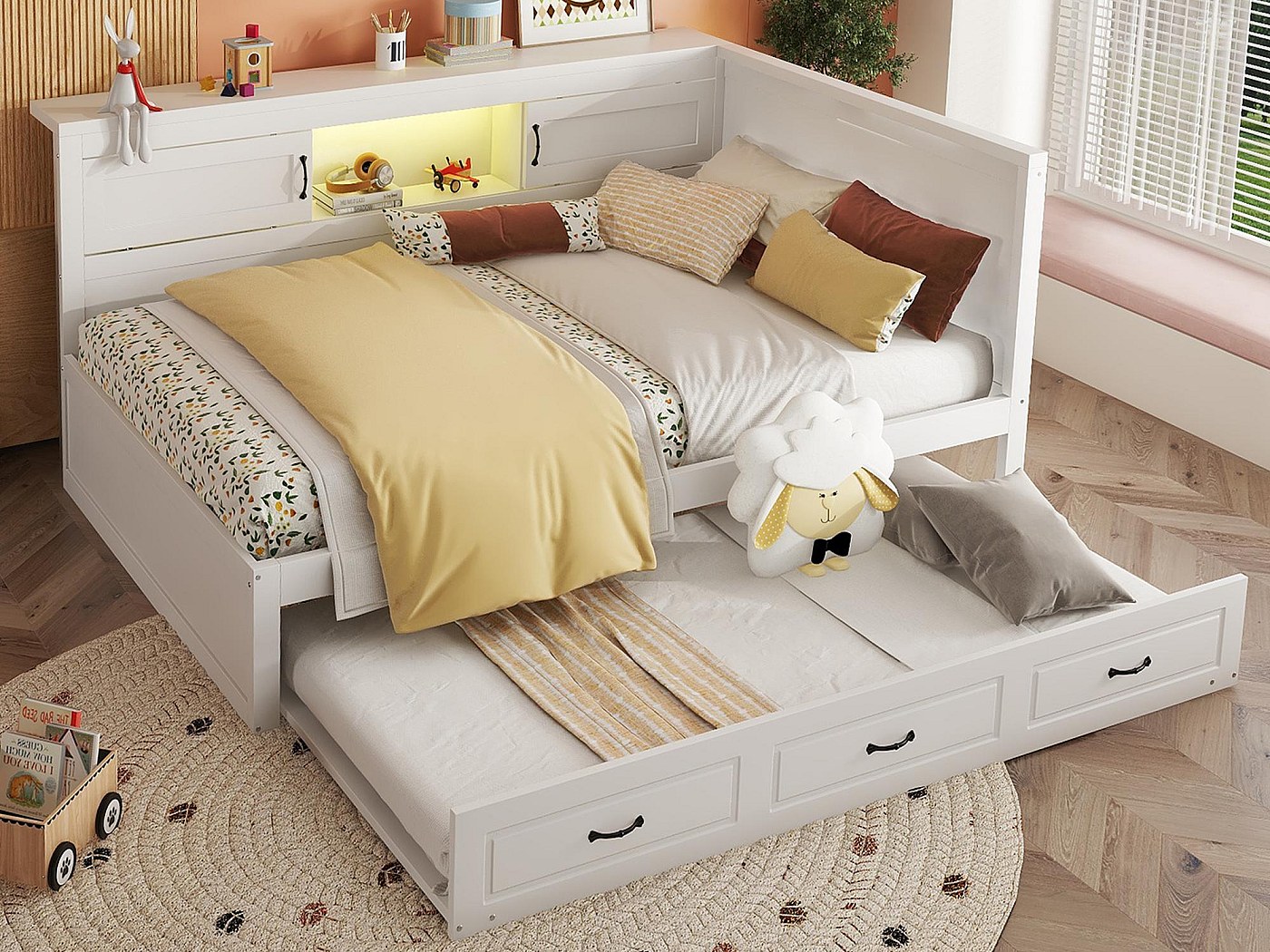 Divano letto 140x200cm con LED e prese - con letto estraibile 90x190cm ...