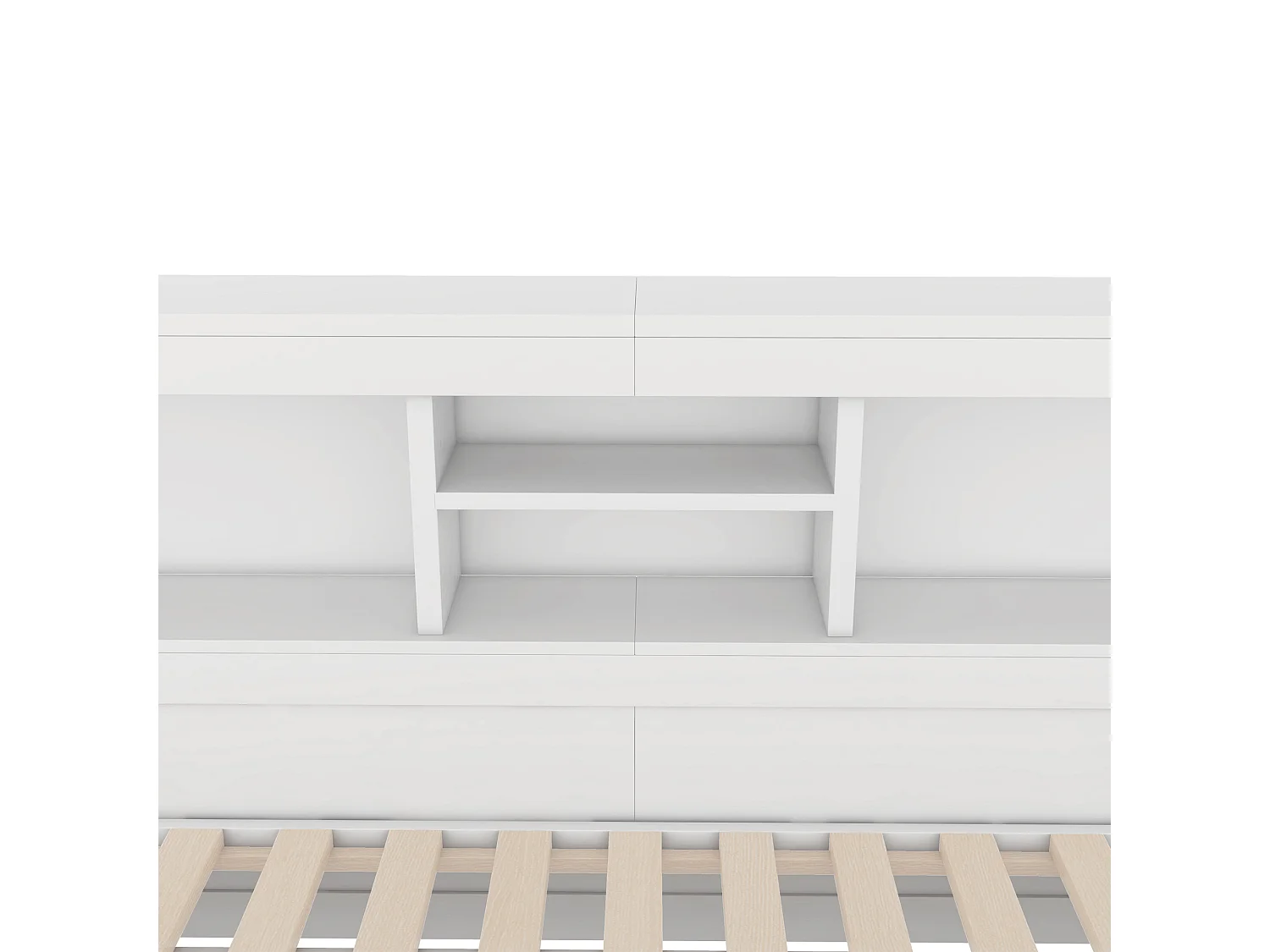 Łóżko banquette 90x200cm z łóżkiem wysuwanym 90x190cm - szafka nocna z oświetleniem LED i gniazdami - Biały