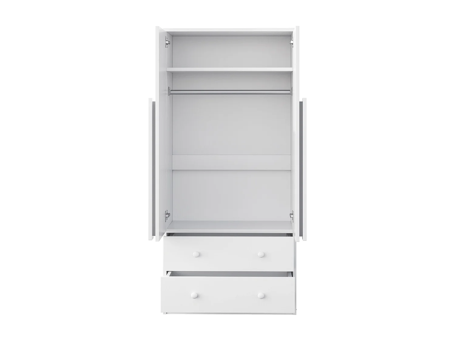 Kleiderschrank 70x40x170 cm - 2 Türen & 2 Schubladen mit Fächern - Weiß