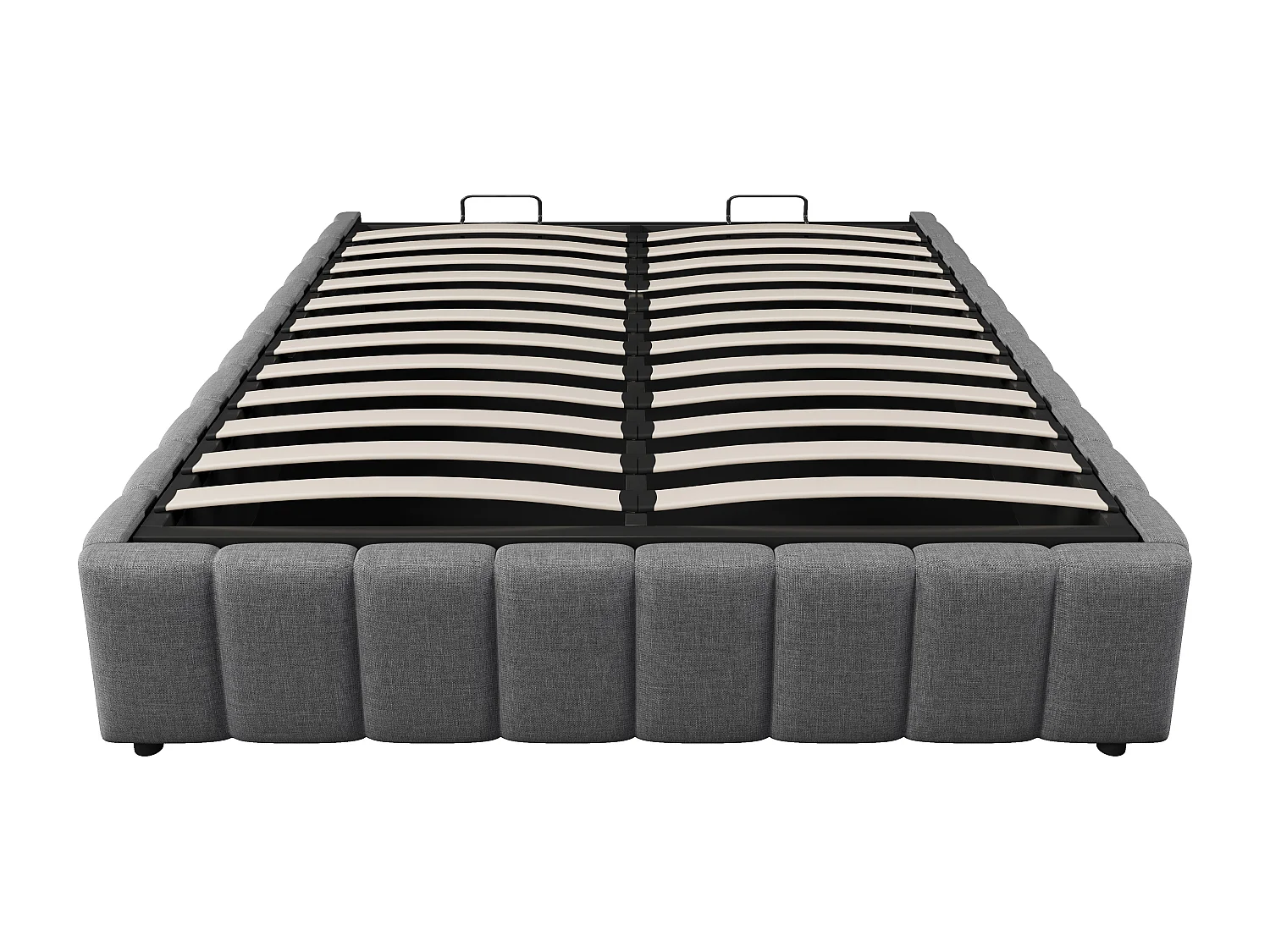 Lit coffre capitonné en lin - 140x200 cm - sans tête de lit - Gris