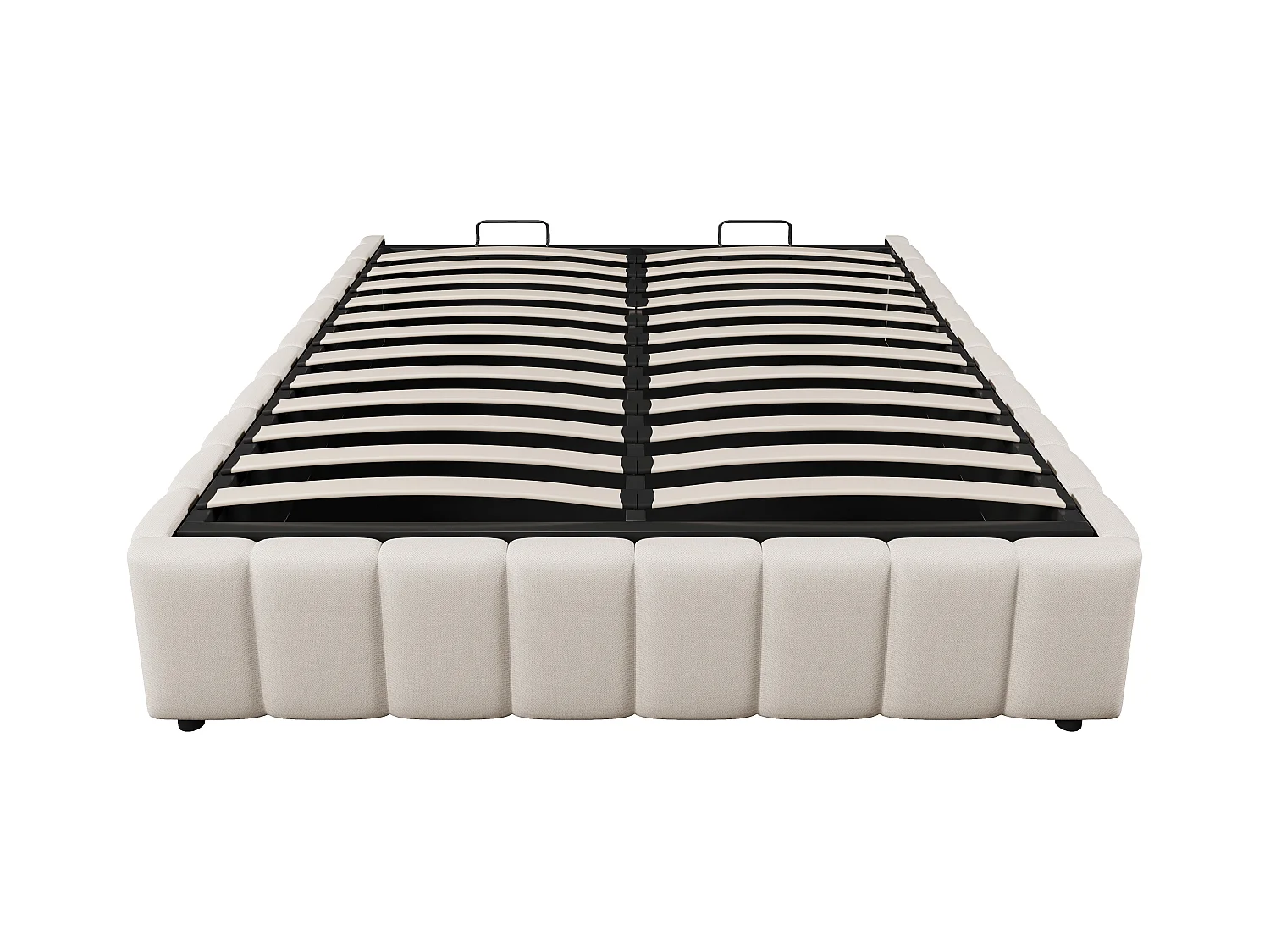 Cama estofada em linho - 140x200 cm - sem cabeceira - Bege