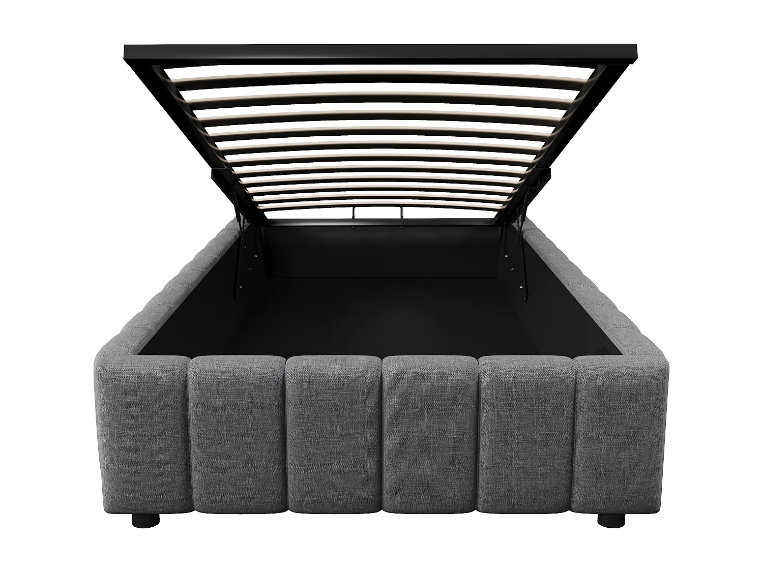 Lit coffre capitonné en lin - 90x200 cm - sans tête de lit - Gris