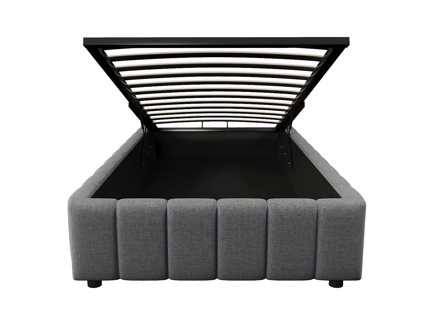 Lit coffre capitonné en lin - 90x200 cm - sans tête de lit - Gris