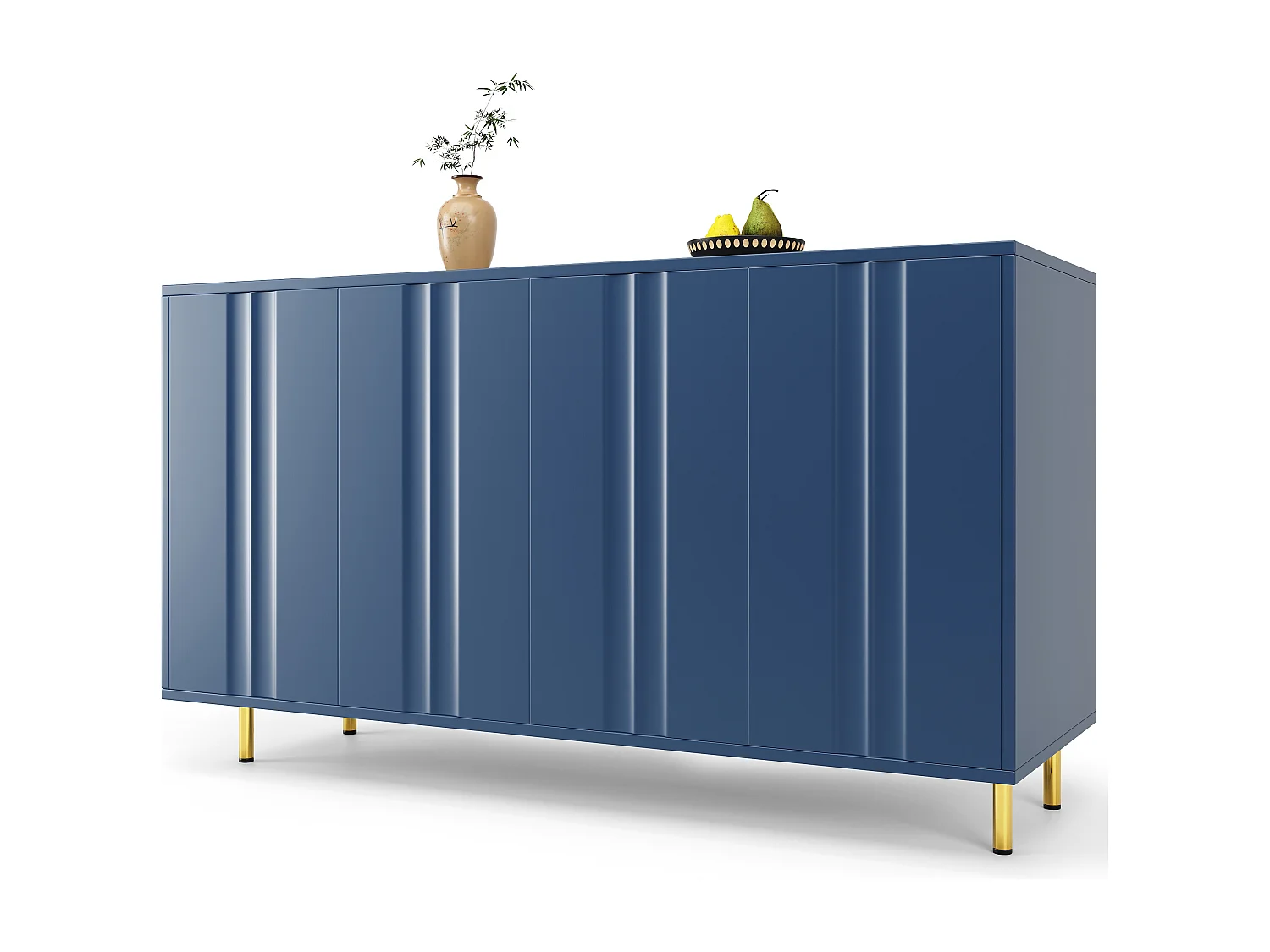 Buffet moderne - 4 portes au design unique - en MDF - Bleu