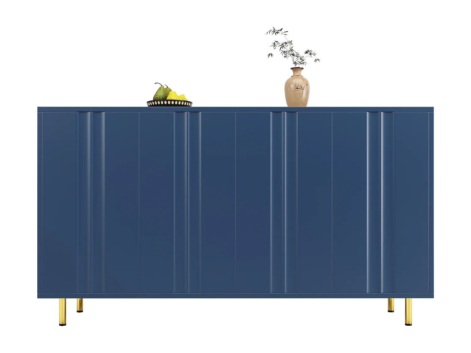 Buffet moderne - 4 portes au design unique - en MDF - Bleu