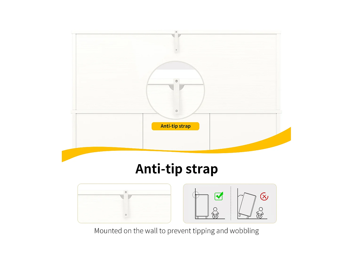 Meuble bar、Buffet haut moderne - rangements multiples - Blanc