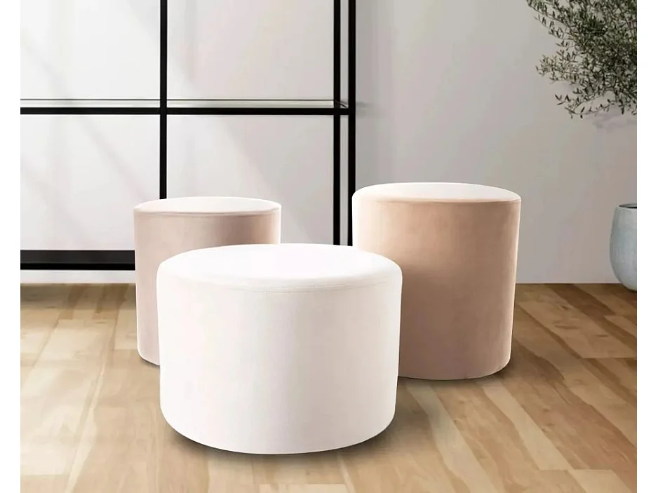 Pufa DOTI B VELVET ciemnobeżowa