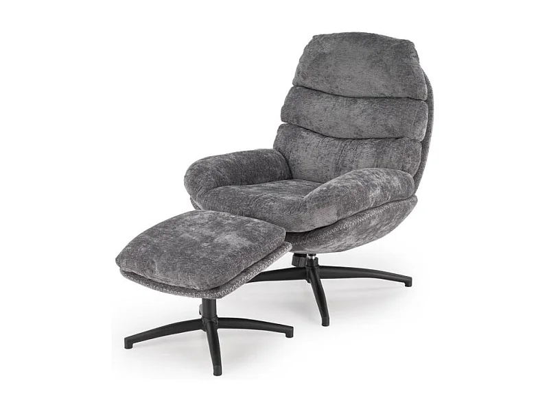 Fotel DARIO szary z podnóżkiem