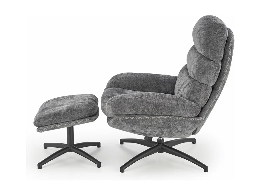 Fotel DARIO szary z podnóżkiem