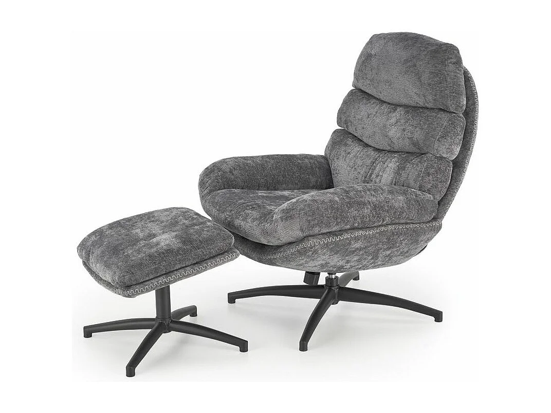 Fotel DARIO szary z podnóżkiem