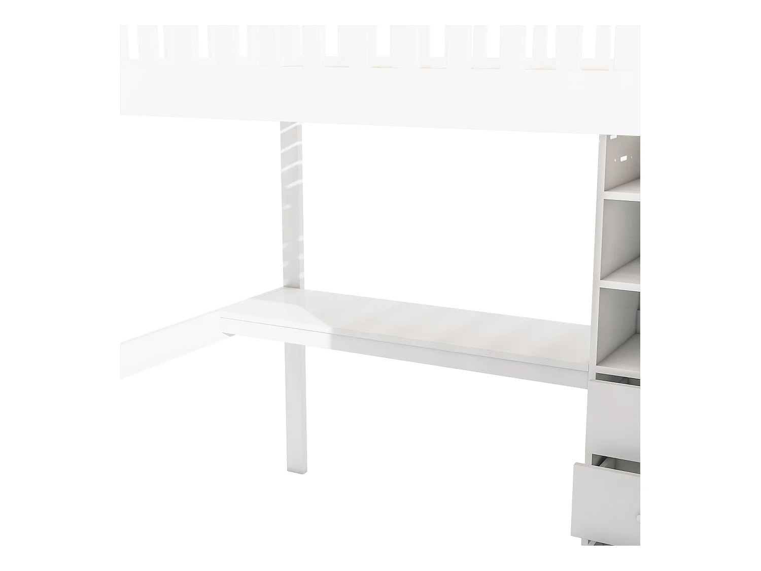 Hoogslaper van hout 140x200 cm - met bureau en kledingkast - Wit