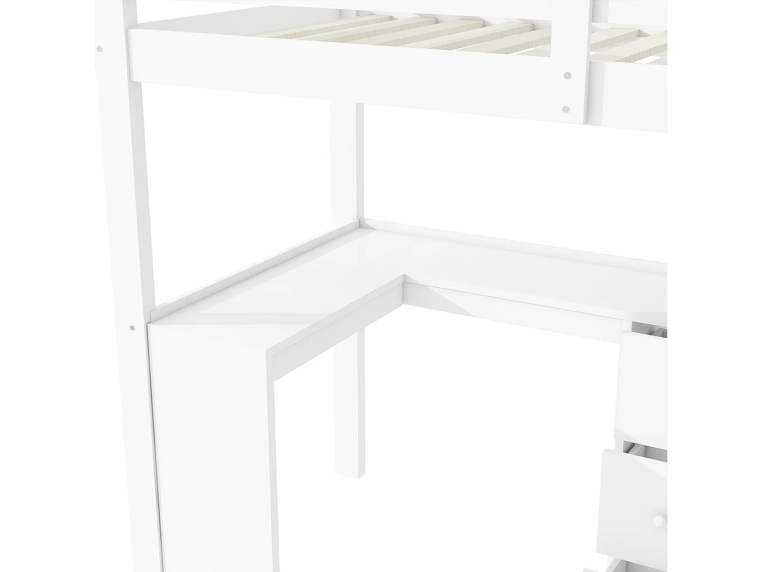 90x200 cm houten mezzanine bed - met bureau en meerdere opbergruimtes - Wit