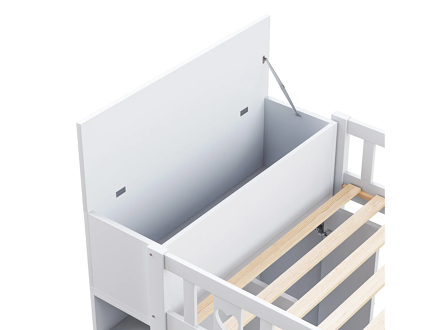 Lit mezzanine 90x200 cm en bois - avec multiples rangements & échelle de rangement - Blanc