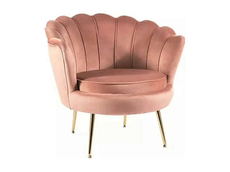 Fauteuil en velours "Camellia 1" - Velvet - Rose/Doré - l 81 x H 77 cm