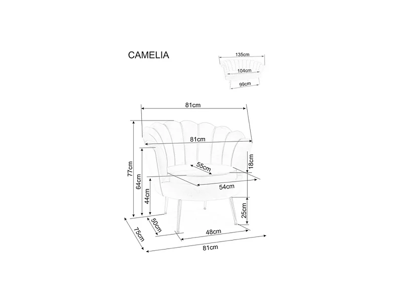 Fotel tapicerowany CAMELLIA 1 VELVET różowy