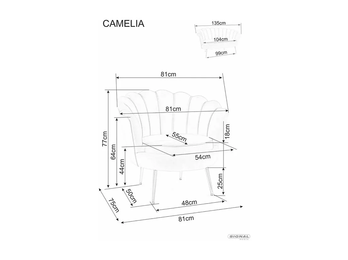 Fotel tapicerowany CAMELLIA 1 VELVET różowy