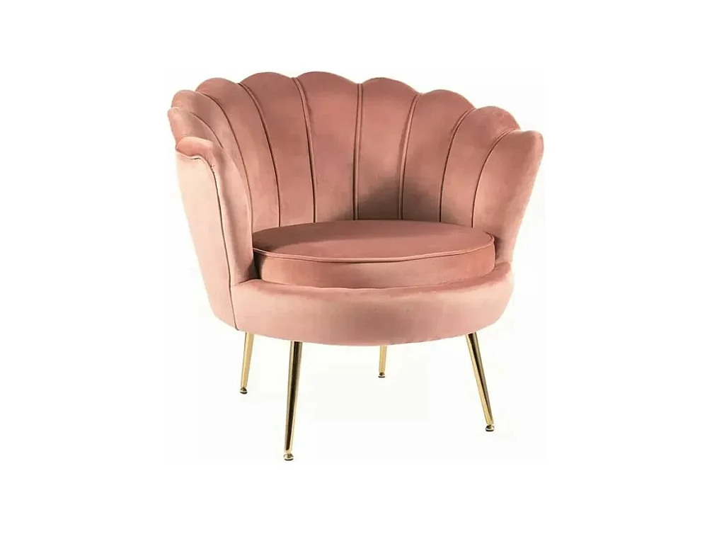 Fauteuil en velours "Camellia 1" - Velvet - Rose/Doré - l 81 x H 77 cm