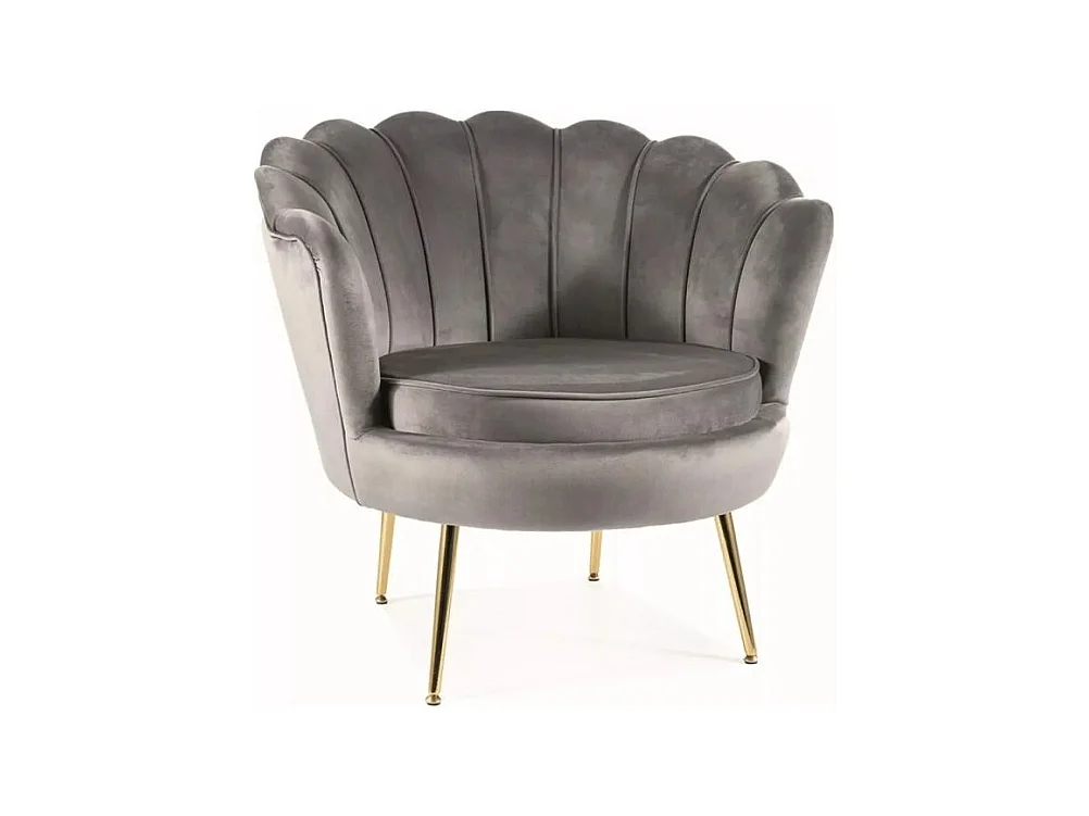 Fauteuil en velours "Camellia 1" - Velvet - Gris/Doré - L 81 x H 77 cm