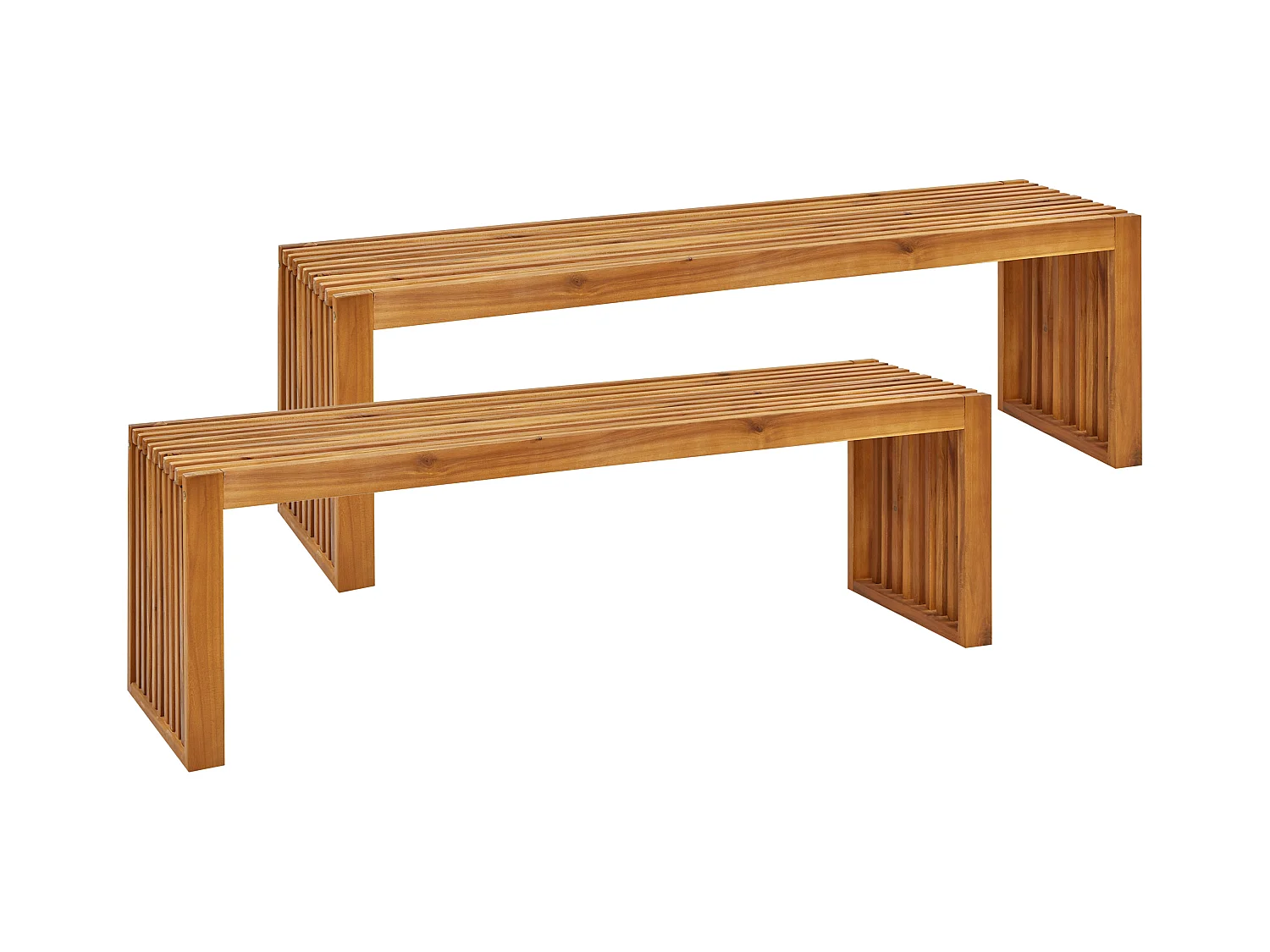 Lot de 2 bancs de jardin SULZANO 150 cm Acacia Marron