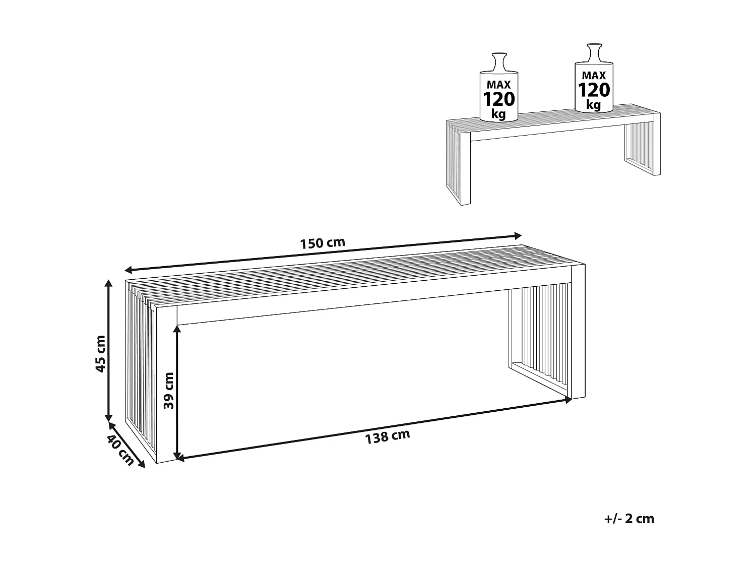 Lot de 2 bancs de jardin SULZANO 150 cm Acacia Marron