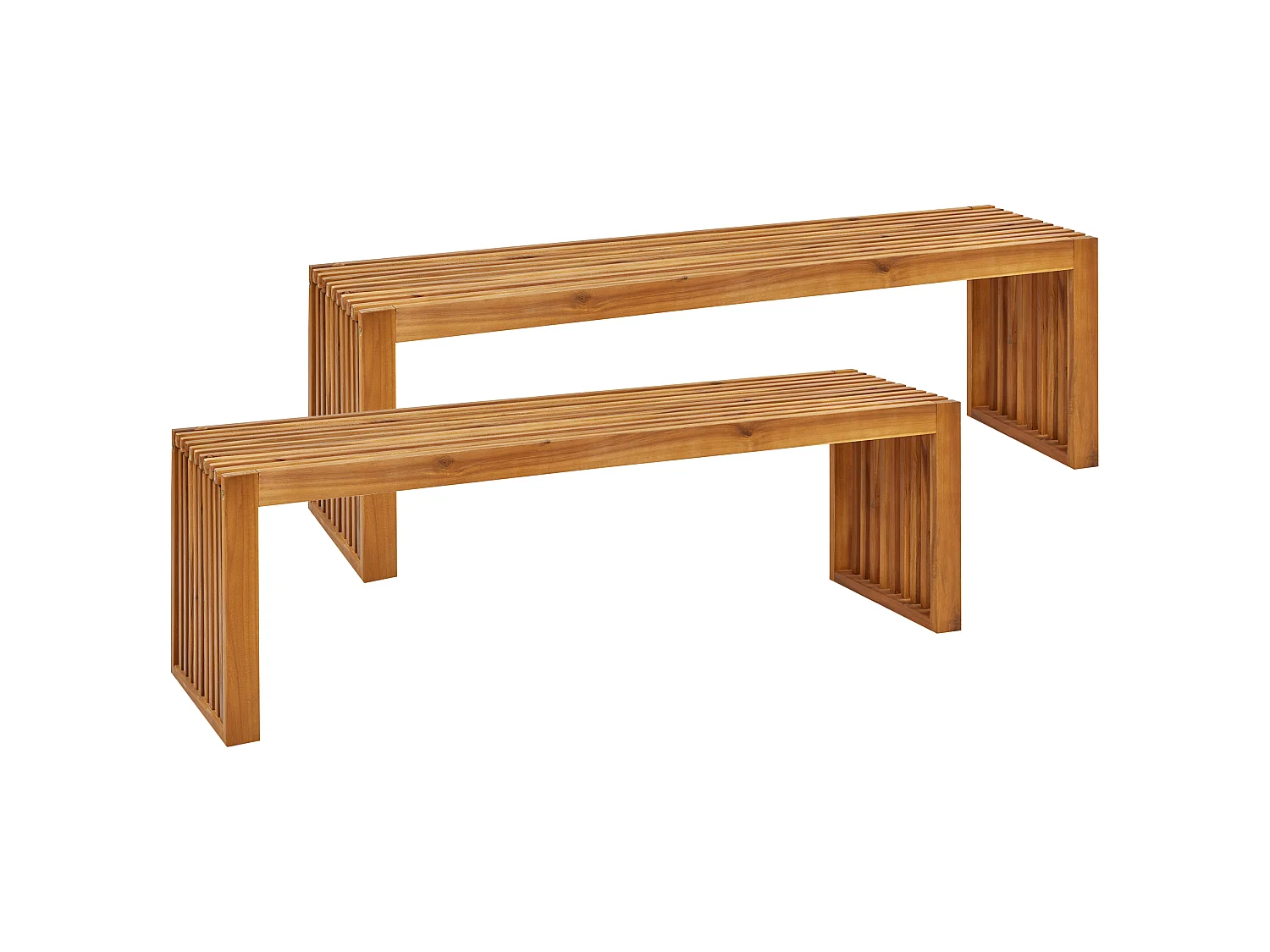 Set of 2 Garden Benches SULZANO 150 cm Acacia Wood Brown