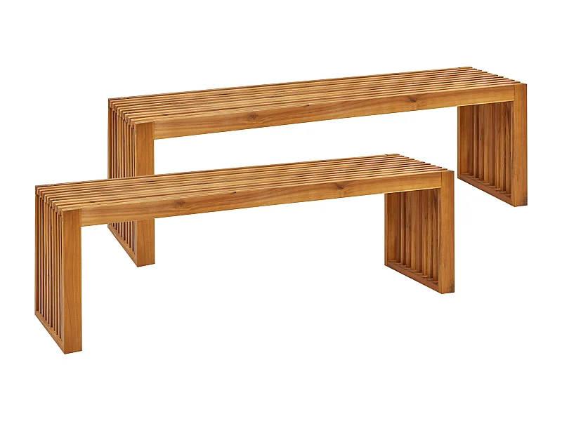 Set di 2 panche da giardino SULZANO 150 cm Legno d'acacia Marrone