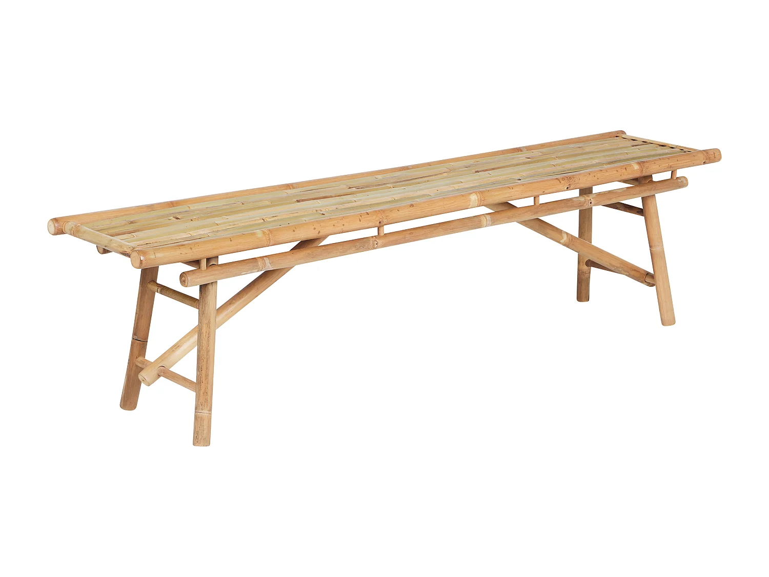 Lot de 2 bancs de jardin TINDARI 180 cm Bambou Marron clair