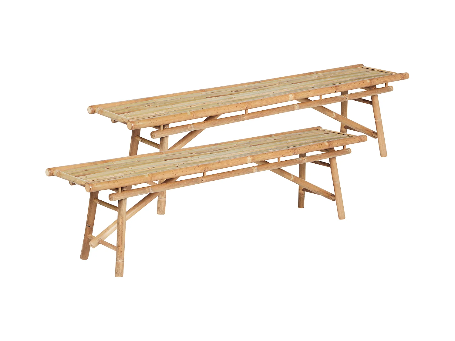 Lot de 2 bancs de jardin TINDARI 180 cm Bambou Marron clair